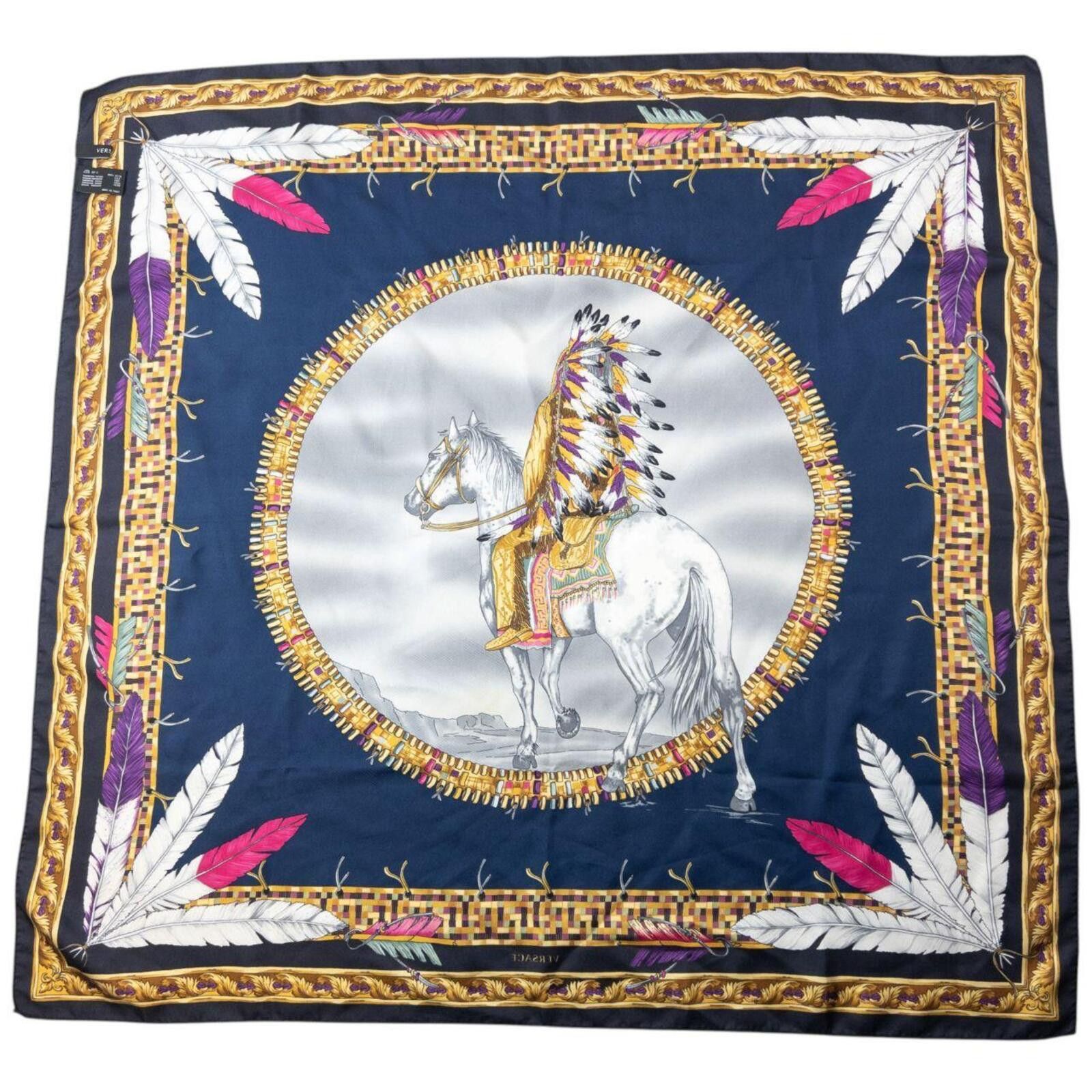 Versace Versace Native American Print Silk Scarf Size ONE SIZE - 3 Thumbnail