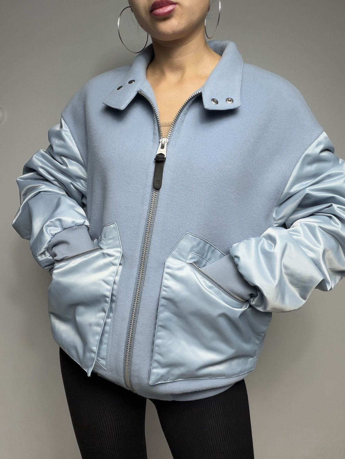 Mackage Mackage Monreal Wool Cashmere Bomber Baby Blue Women’s Size S / US 4 / IT 40 - 9 Thumbnail