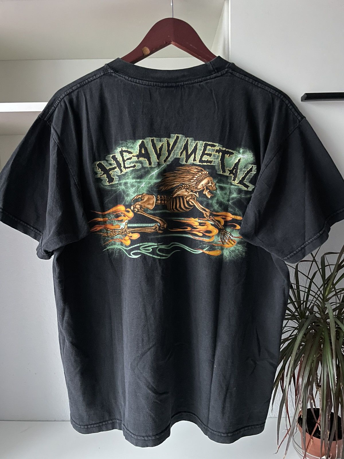 Vintage RARE 90’s Heavy Metal Skull Fire T-Shirt Lightning Punk Size US L / EU 52-54 / 3 - 8 Thumbnail