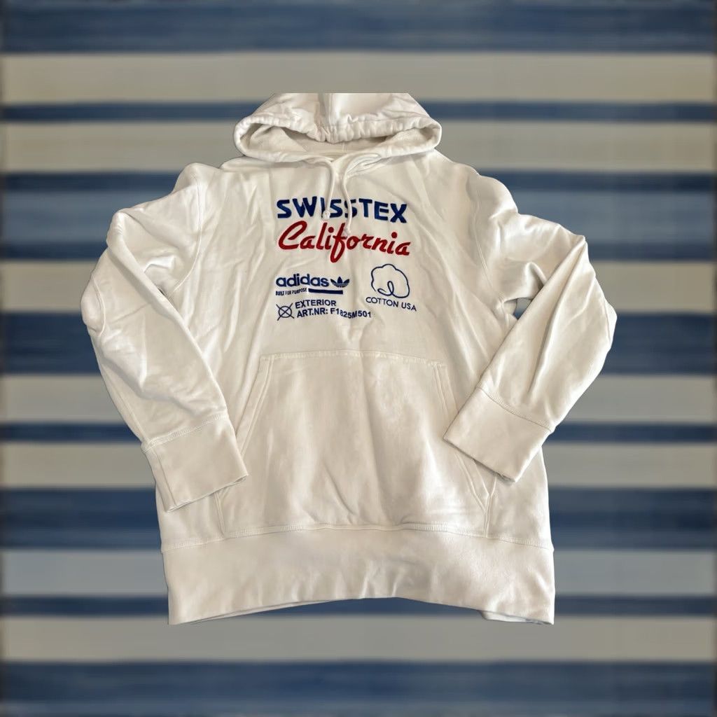 Adidas Adidas White Hoodie Pullover Sweater Medium Men Cotton USA California Swisstex Size M Size US M / EU 48-50 / 2 - 1 Thumbnail
