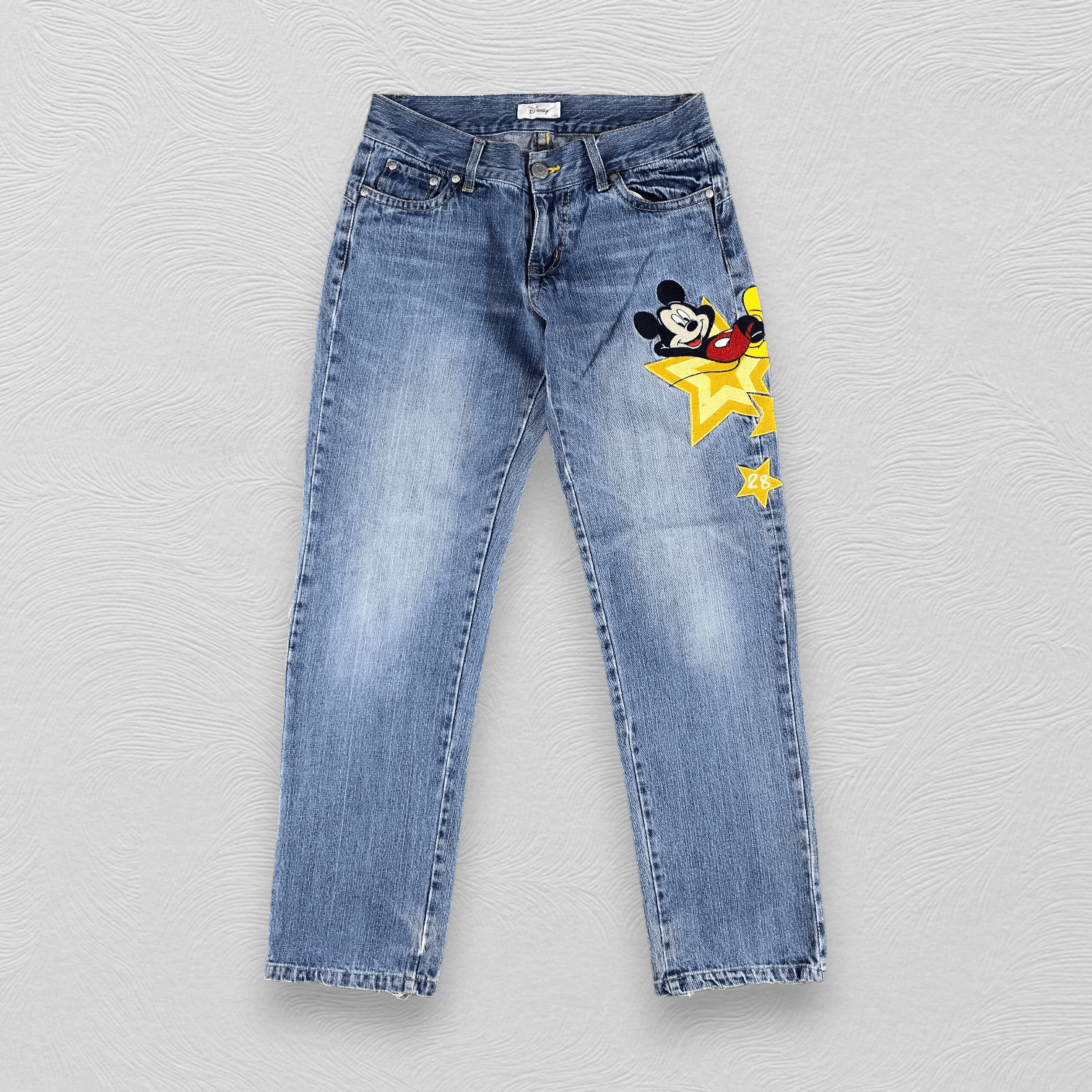image of Disney Mickey Jeans Patchwork Denim in Blue, Men's (Size 32)
