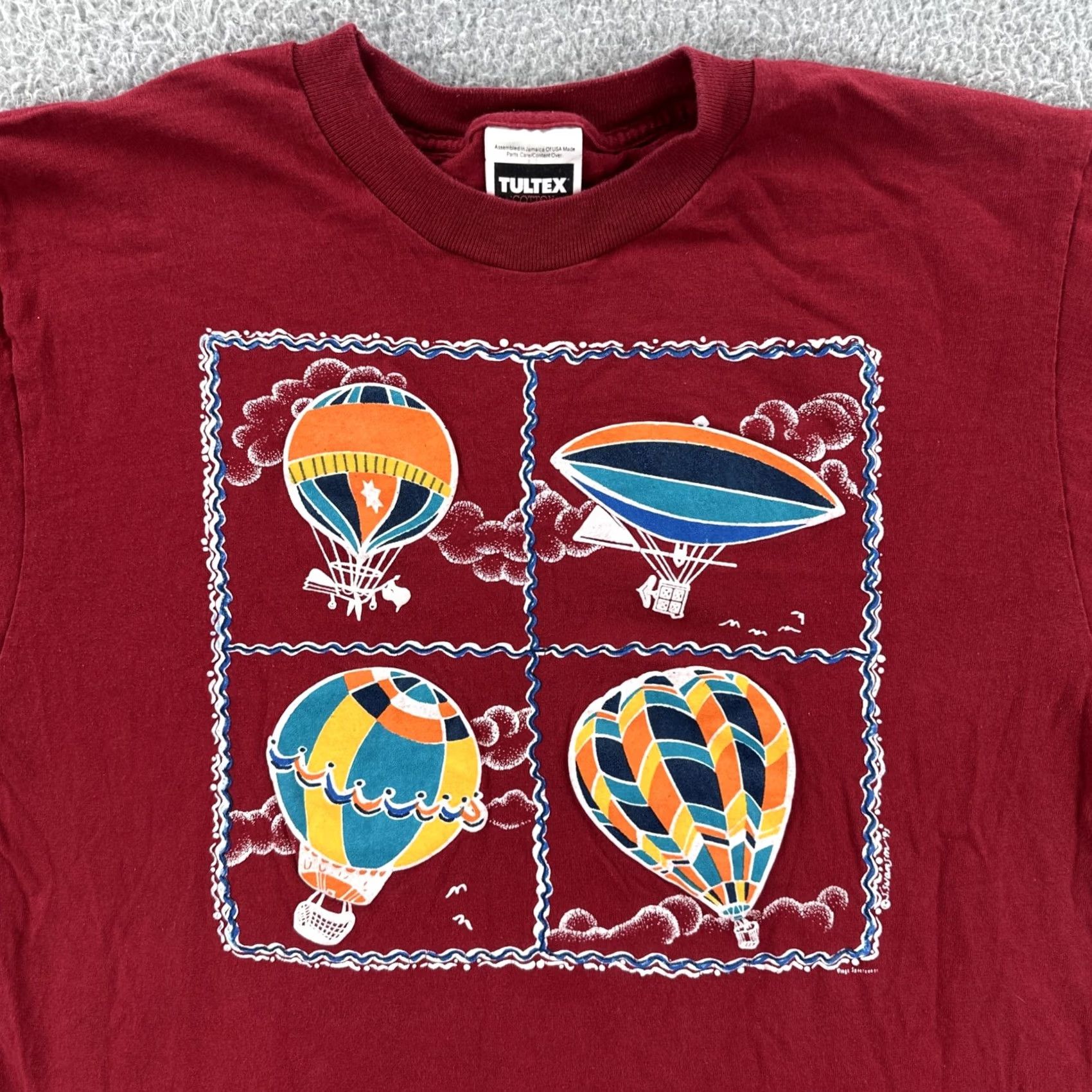 Tultex VINTAGE Tultex Shirt Mens L Red Single Stitch Tee 90s Hot Air Balloon Graphic Print Crew Neck Short Sleeve Mens Size US L / EU 52-54 / 3 - 5 Thumbnail