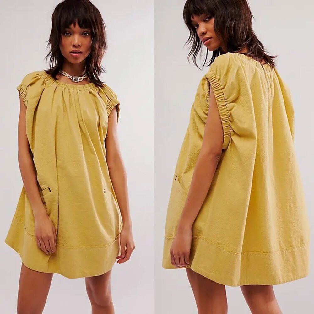 Free People NWT New $148 Free People Siegel Mini Pampas Yellow Dress Si Size S / US 4 / IT 40 - 1 Thumbnail