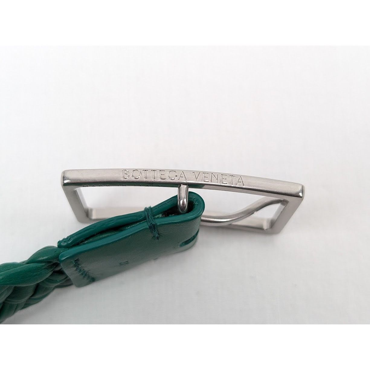 Bottega Veneta o1rshd1 Size: M/ Intreccio Paper Belt in Racing Green/Silver Size ONE SIZE - 5 Thumbnail