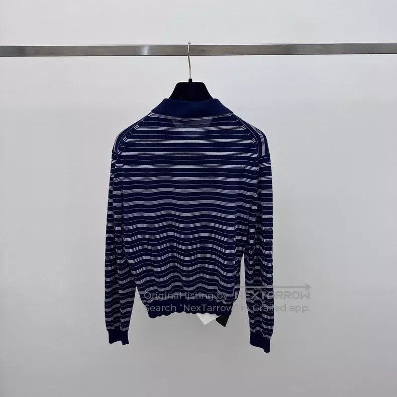 Miu Miu Miu Miu 36 Blue and white striped lapel long sleeve knit to Size S / US 4 / IT 40 - 2 Thumbnail