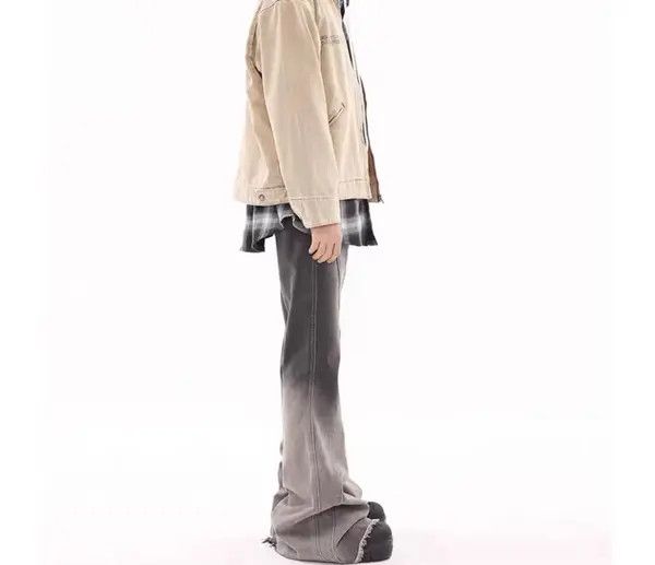 VIBE Vintage washed gradient raw edge draped micro-flare jeans Size US 32 / EU 48 - 6 Thumbnail
