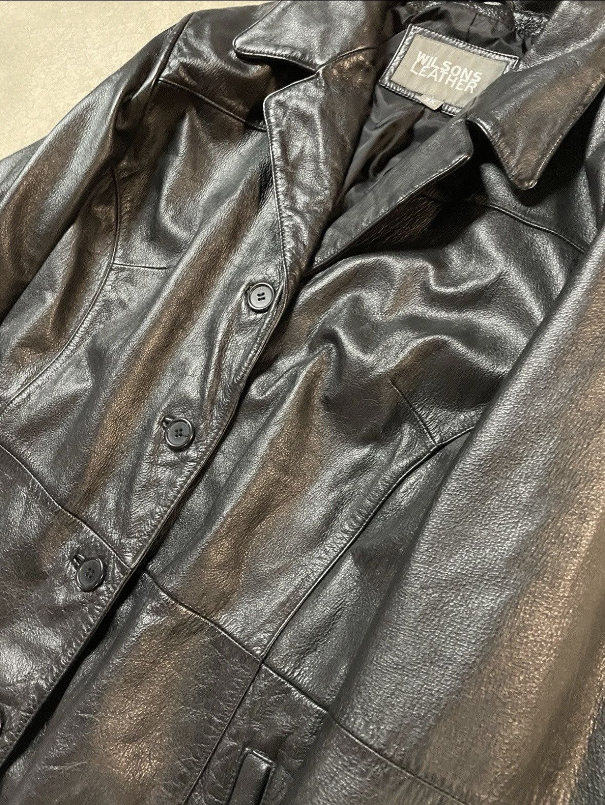 Wilsons Leather Vintage 00’s Wilsons Leather Button Jacket Coat Black XXL Size US XXL / EU 58 / 5 - 2 Thumbnail