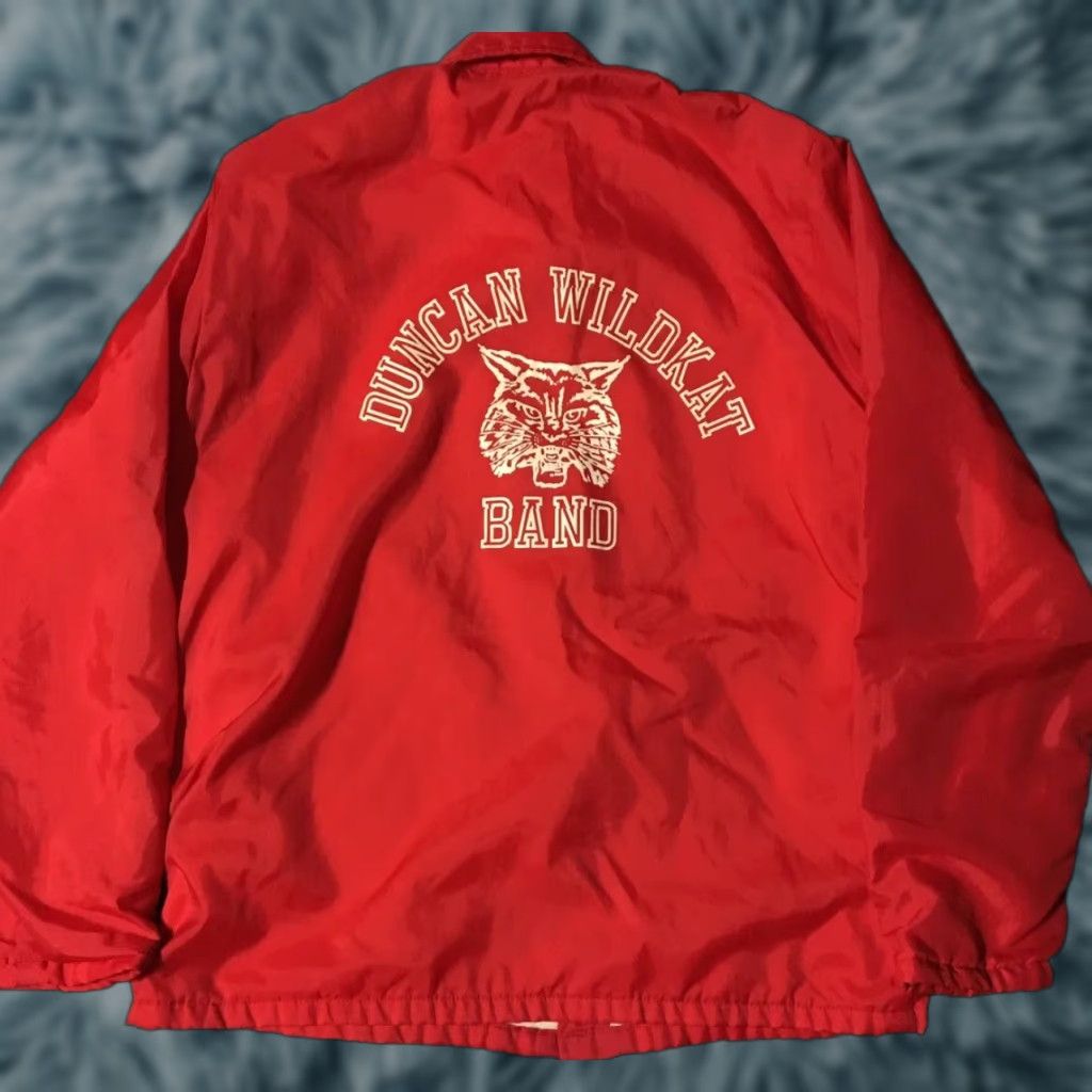 Vintage VINTAGE Duncan Wildcats Band Windbreaker Jacket M USA Red 80s 90s College School Punk Grunge Biker Sports Track & Field Varsity Men's Jacket */} Size US M / EU 48-50 / 2 - 1 Thumbnail