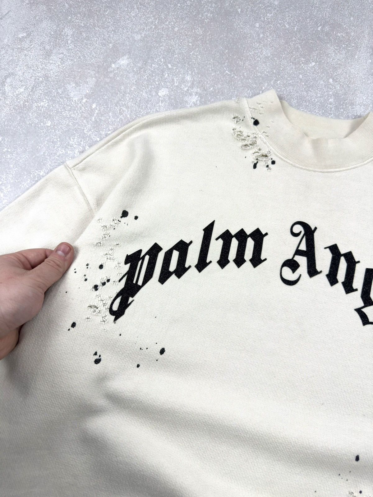 Palm Angels Palm Angeles GD Glittered Logo Distressed Sweatshirt Size US S / EU 44-46 / 1 - 4 Thumbnail