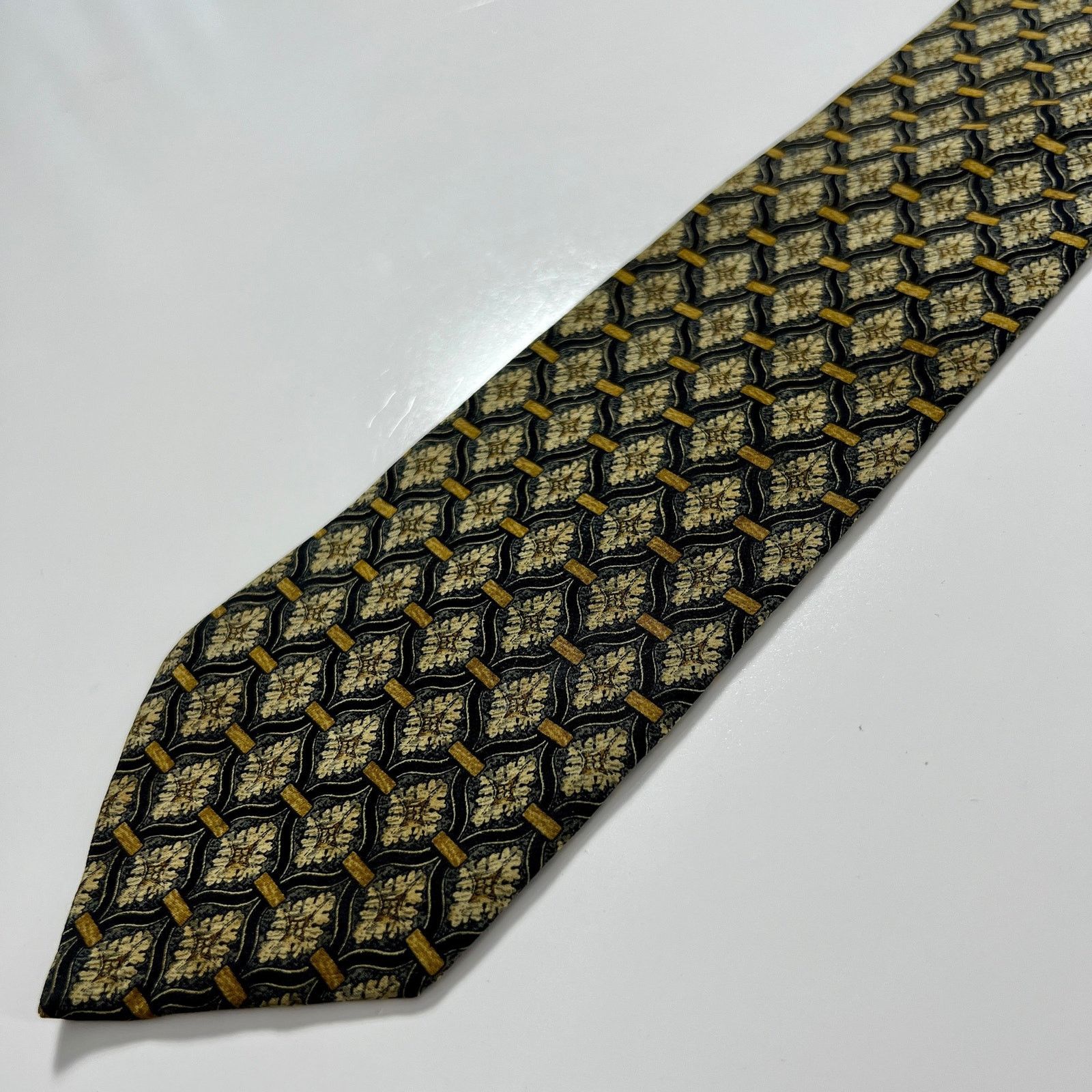 Valentino Valentino Cravatte Vintage Men's Tie Grey Gold Silk Necktie Size ONE SIZE - 6 Thumbnail