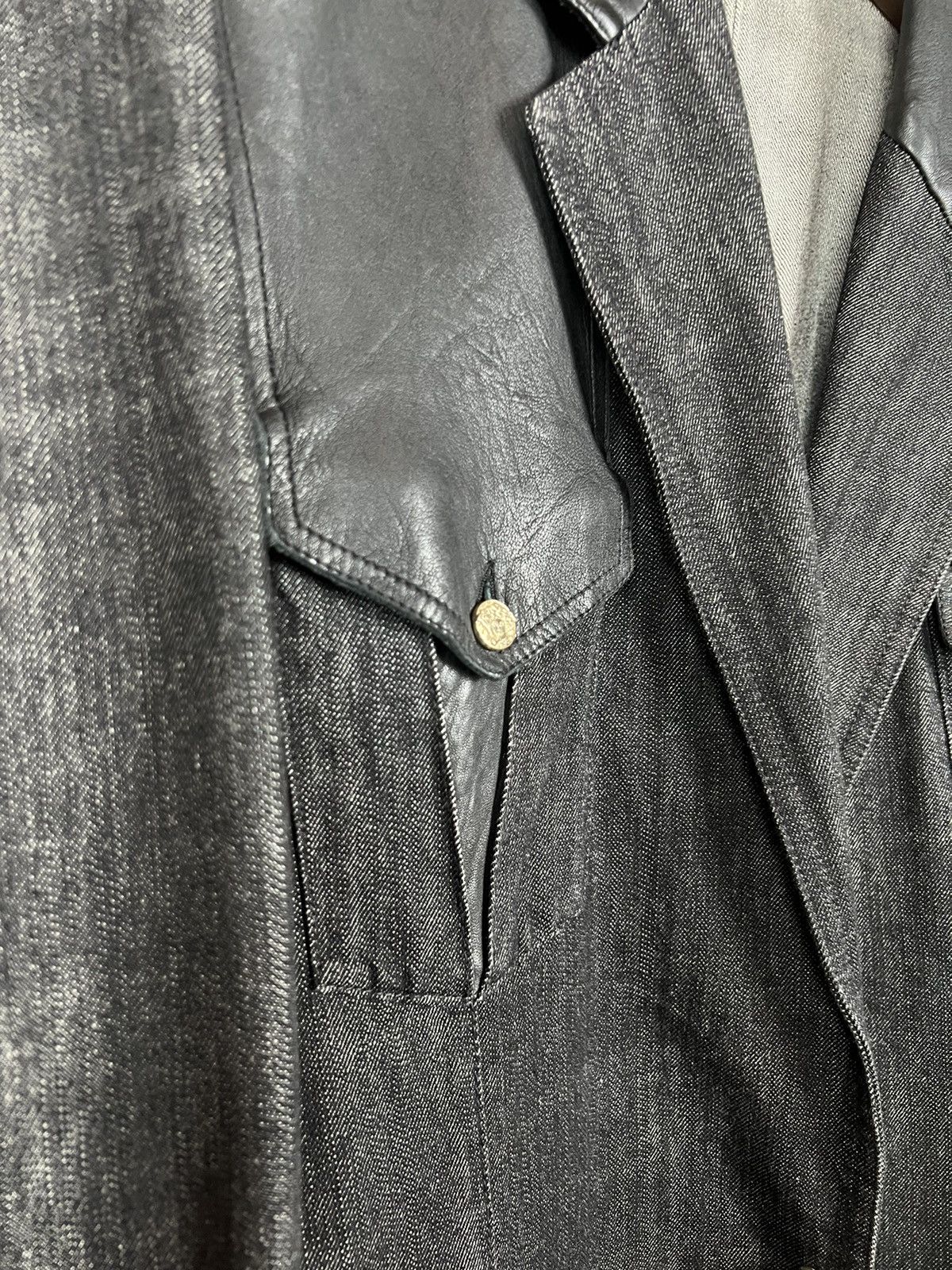 Versace Gianni Versace Leather Denim Blazer Jacket medusa coat Size US XL / EU 56 / 4 - 13 Thumbnail