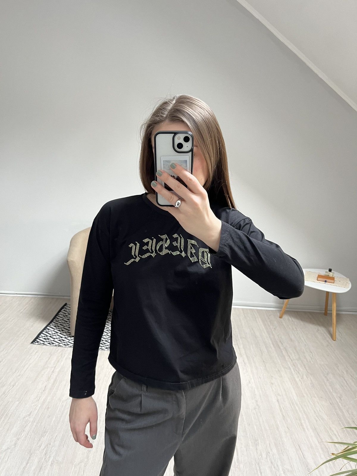 Diesel Diesel T-shirt Long Sleeve Gothic Logo Black Size S / US 4 / IT 40 - 9 Thumbnail
