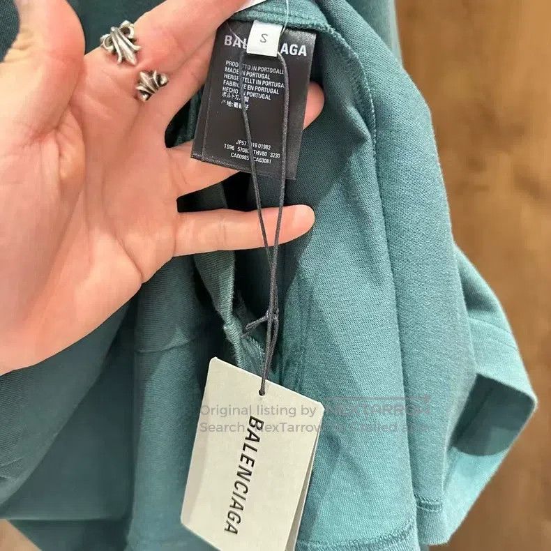 Balenciaga Army Green Back Letter Logo Short Sleeve