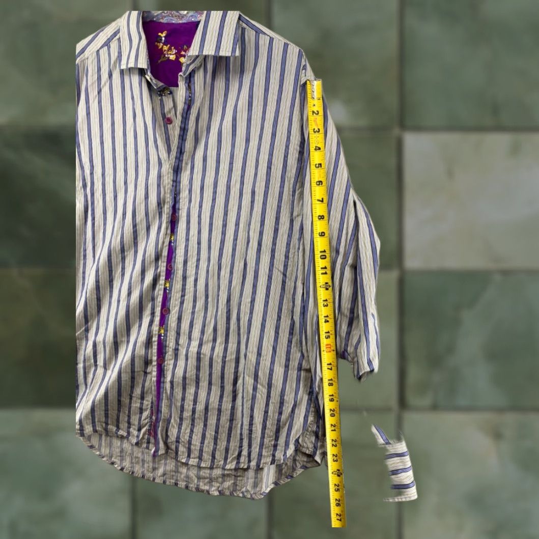 Robert Graham Robert Graham Mens XL Long Sleeve Shirt Stripe Western Knowledge Wisdom Truth Size US XL / EU 56 / 4 - 4 Thumbnail