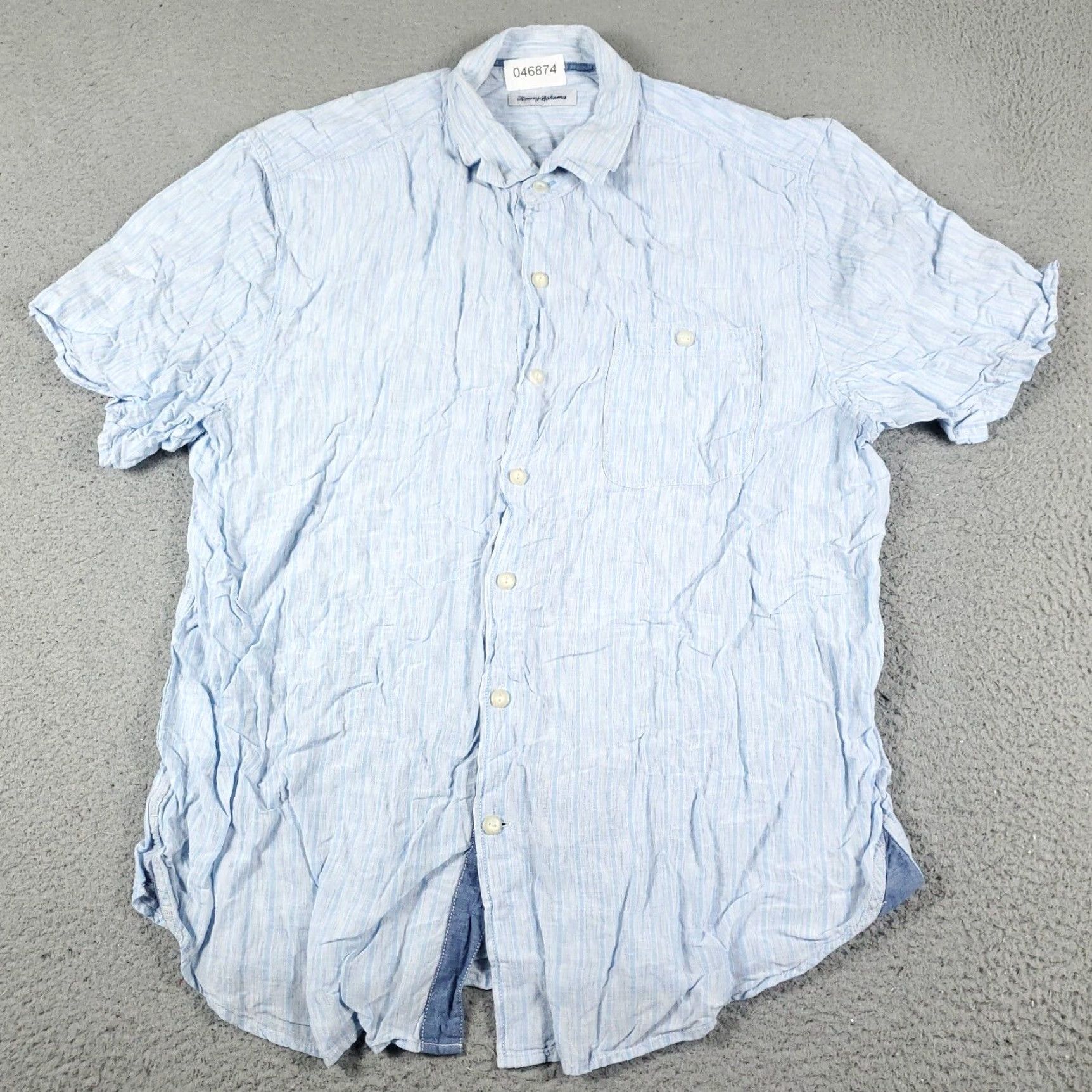 Tommy Bahama Tommy Bahama Hawaiian Shirt Mens XL Blue Linen Button-Up Short Sleeve Tropical Size US XL / EU 56 / 4 - 2 Thumbnail
