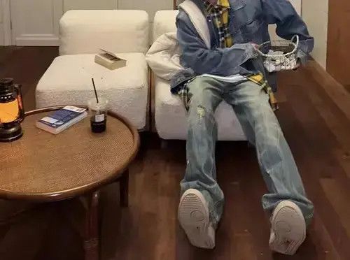 Japanese Brand × Jean Vintage washed straight-leg textured rare jeans Size US 32 / EU 48 - 3 Thumbnail