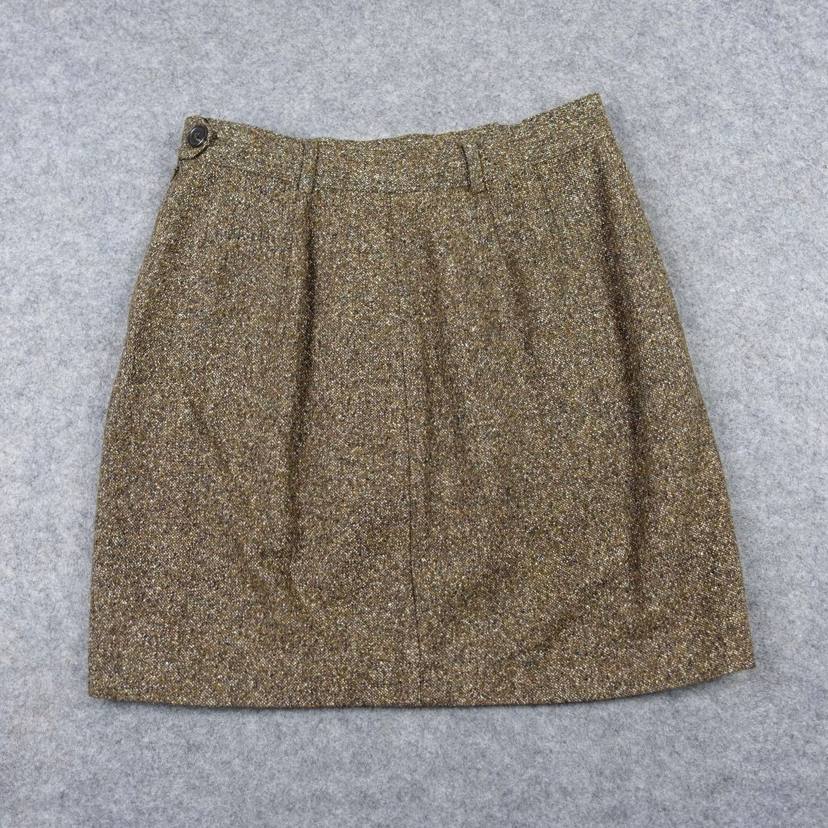 Banana Republic VINTAGE Banana Republic Womens 12 Brown Wool Silk Tweed Lined Pencil Skirt Size 34" / US 12 / IT 48 - 5 Thumbnail
