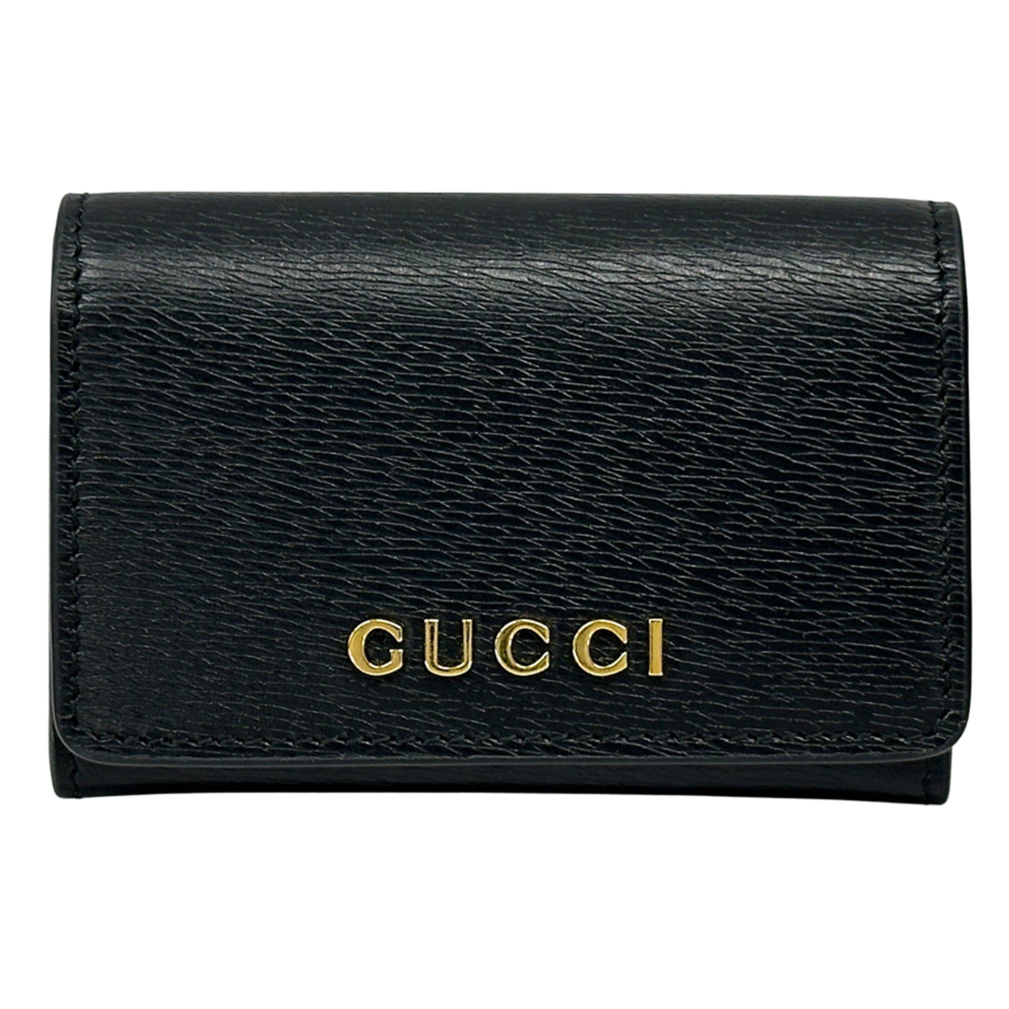 Gucci Gucci business card holder/card case for women and men, brand name, leather, black, gold hardware, 790101 Size ONE SIZE - 1 Thumbnail