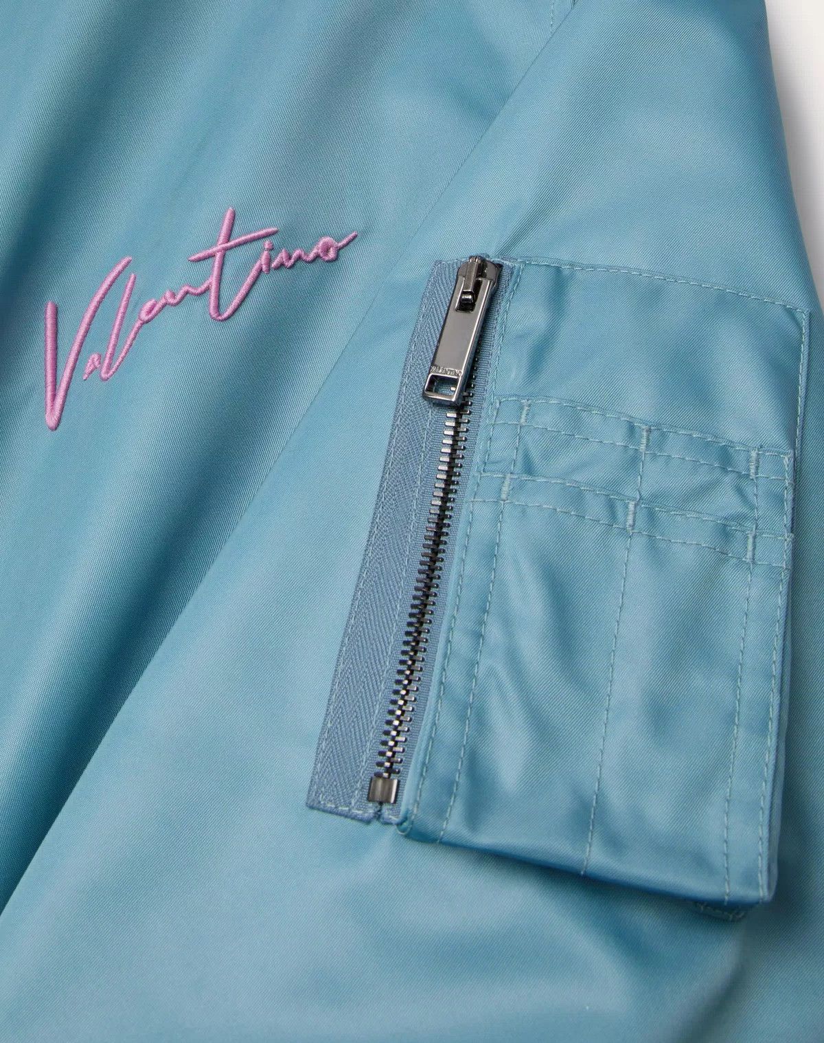 Valentino oc11z0725 Nylon Bomber Jacket in Light Blue Size US M / EU 48-50 / 2 - 7 Thumbnail
