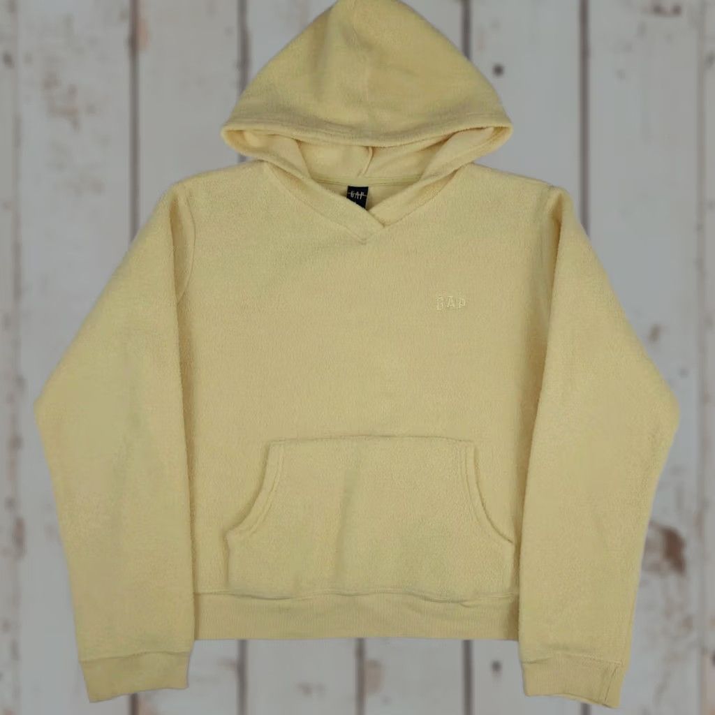 Gap VINTAGE Gap Shirt Womens L Yellow Y2k Fleece Hoodie Sweatshirt Pale Spellout Sport USA Vtg Size L / US 10 / IT 46 - 1 Thumbnail