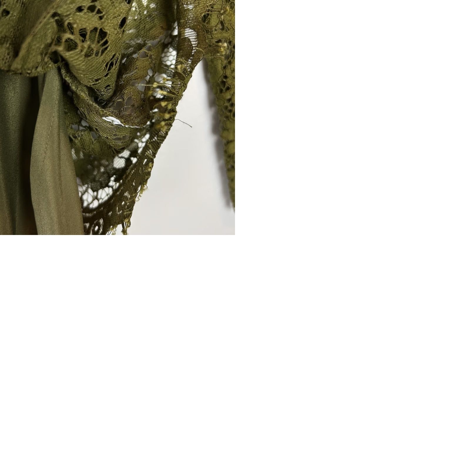 J.Crew J.CREW Lace Top Womens 2 Petite Long Sleeve Shirt Olive Green Sheer Sleeve Blouse Size XS / US 0-2 / IT 36-38 - 9 Thumbnail