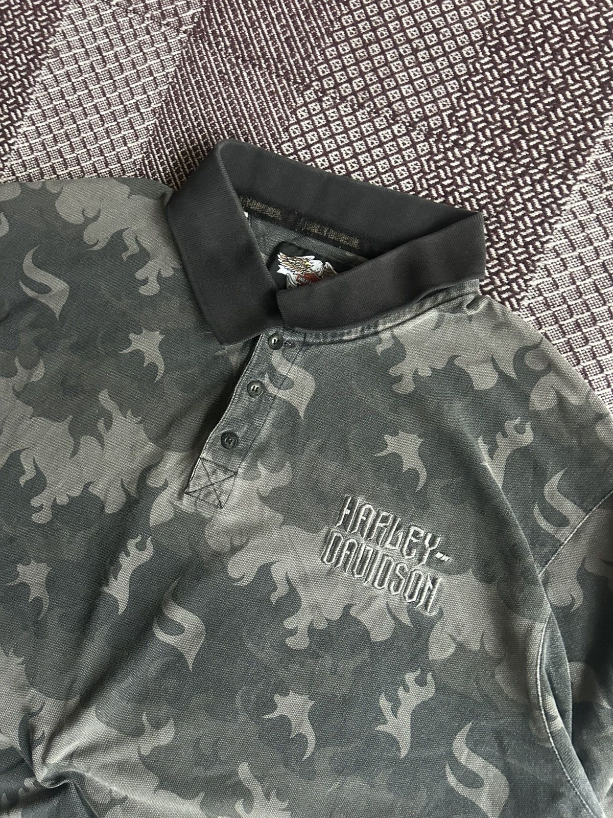 Harley Davidson Vintage Harley Davidson Camo Polo T-shirt Mens Streetwear XL Size US XL / EU 56 / 4 - 3 Thumbnail