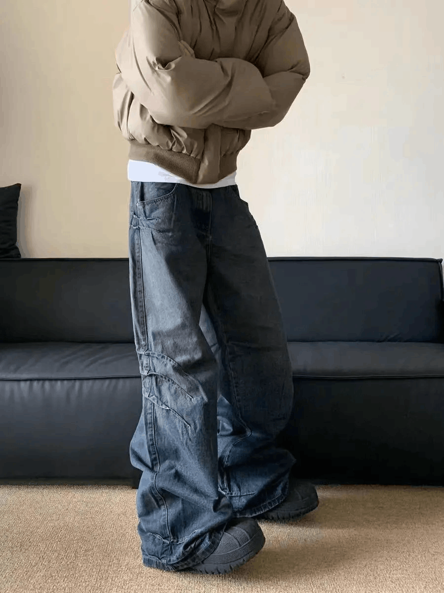 Japanese Brand × Vintage Old Wash Blue Loose Wide Leg Jeans Size US 34 / EU 50 - 1 Thumbnail