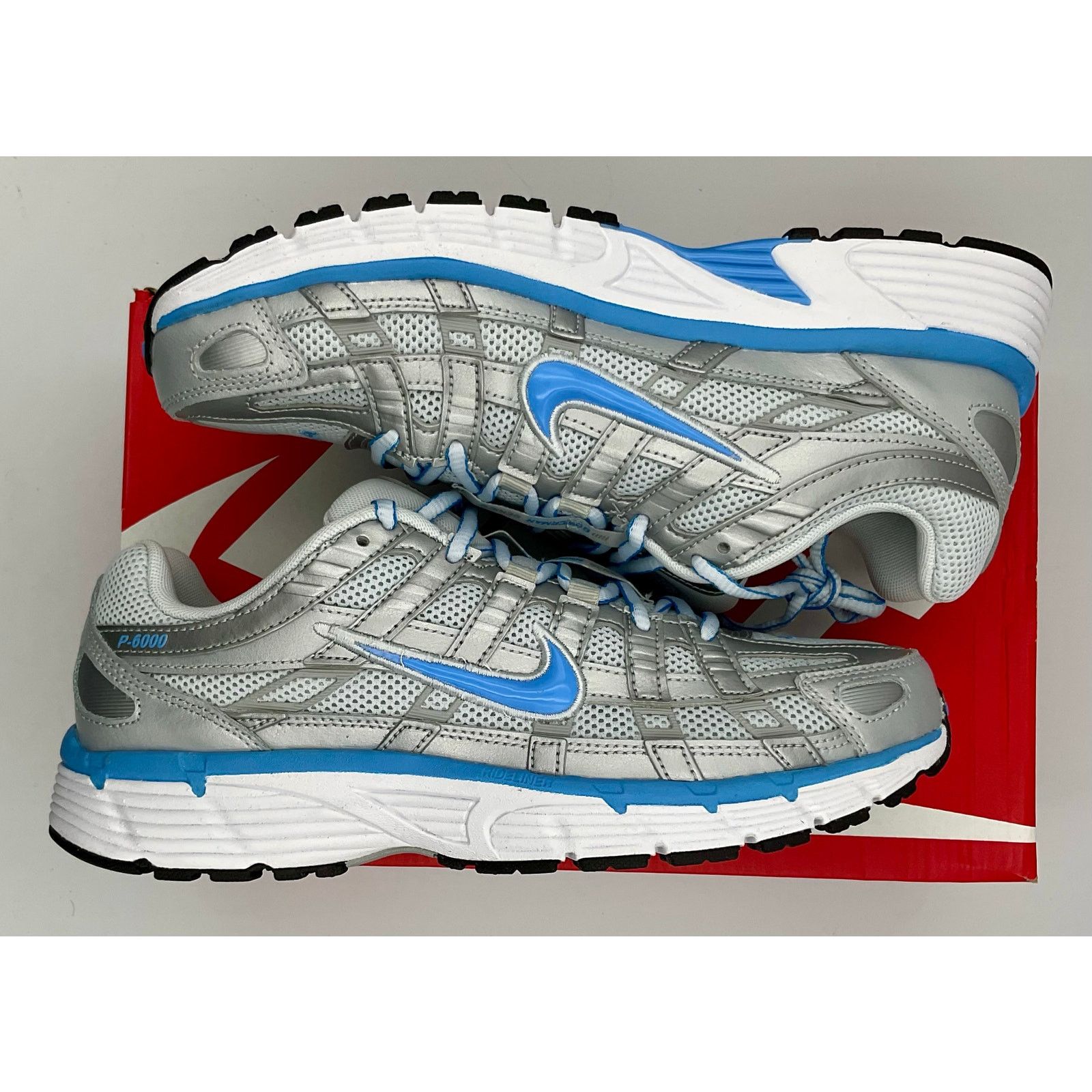Nike P-6000 MTLC Platinum University blue CD6404-025 Sz