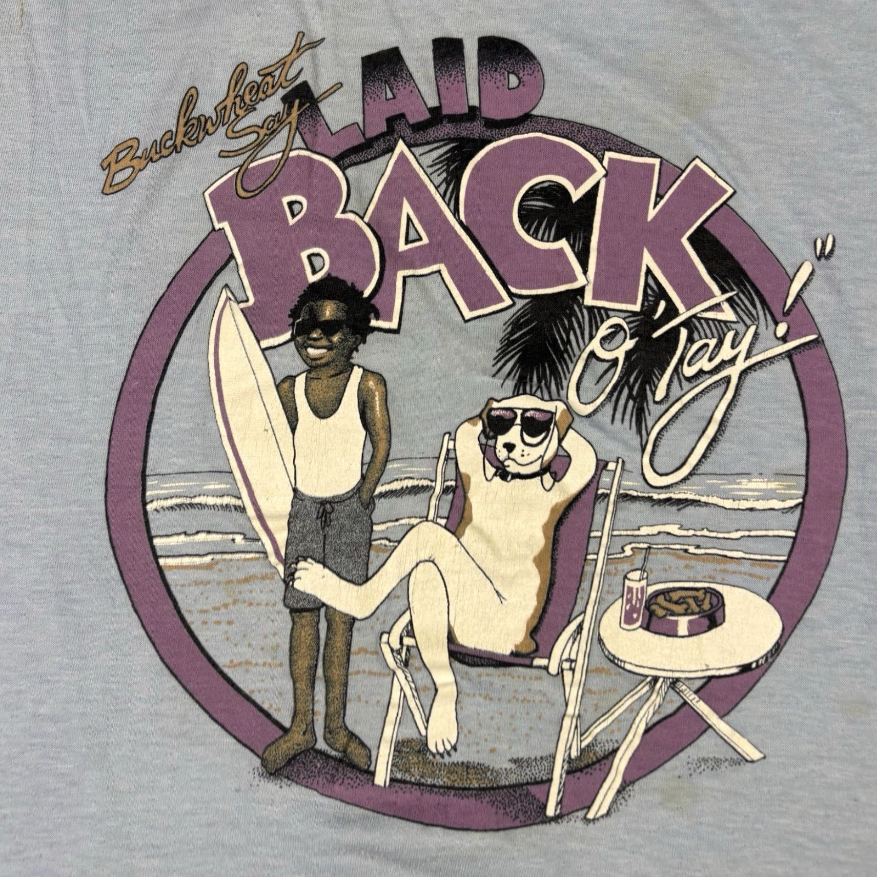Vintage VINTAGE Laid Back Beach Surf T Shirt Blue Single Stitch size Small 80s 90s USA Size US S / EU 44-46 / 1 - 3 Thumbnail