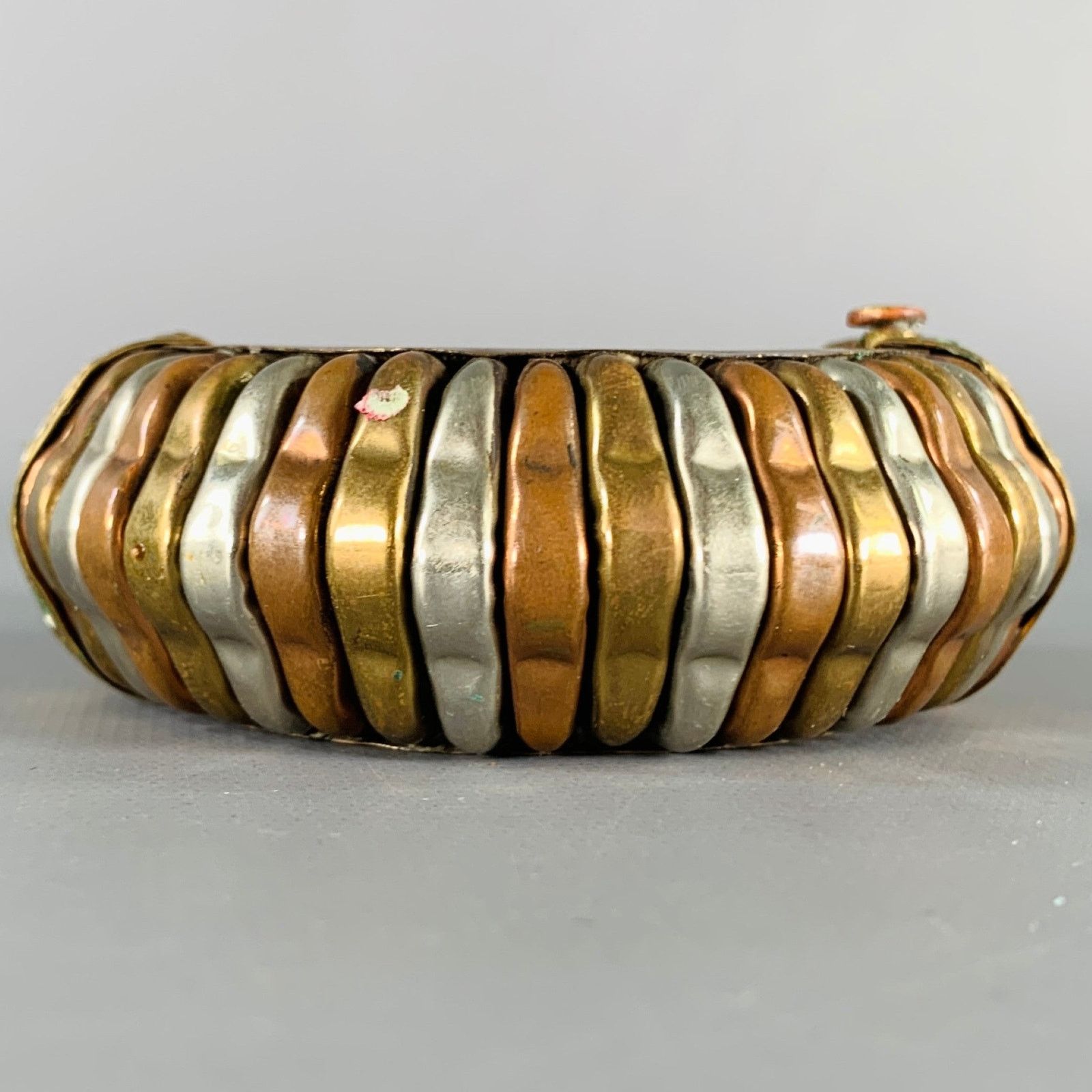 Vintage VINTAGE Gold Silver Metal Cuff Bracelet Size ONE SIZE - 2 Thumbnail