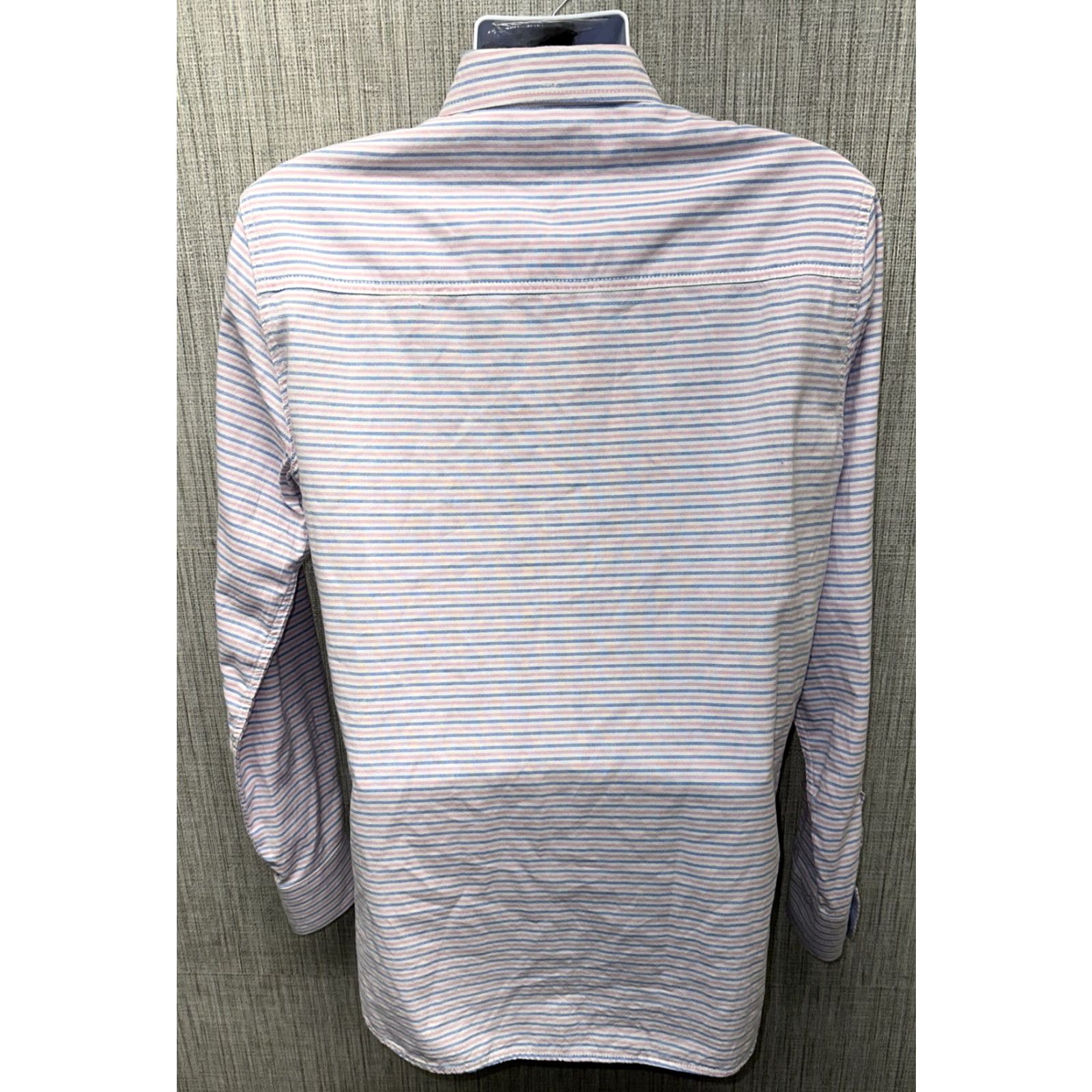 Penfield Penfield Dress Shirt Mens Blue/Pink Striped Long Sleeve Button Front Size 17.5 Regular Collar-Down Size 48R - 5 Thumbnail