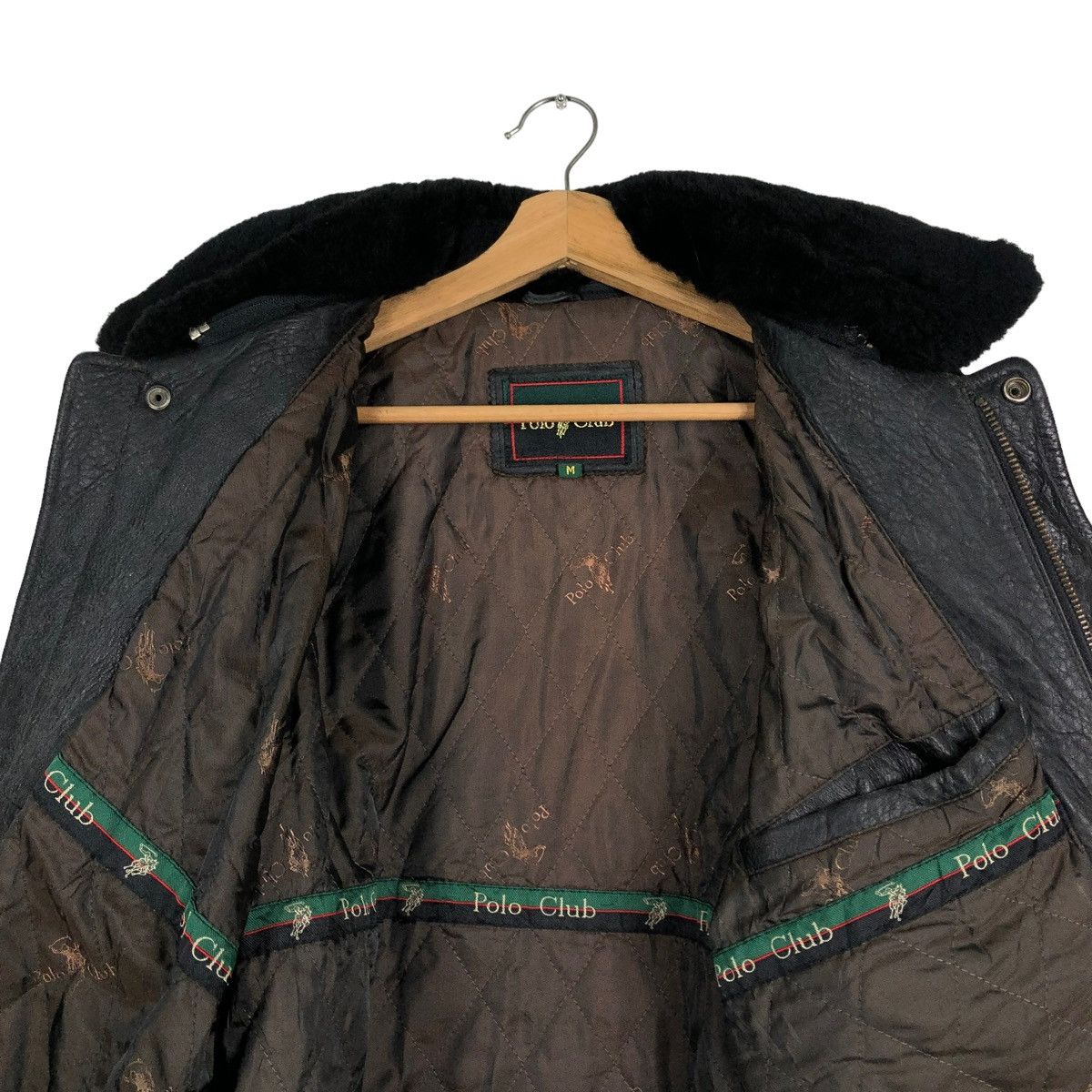Japanese Brand RICH BLACK - VINTAGE BIKER LEATHER JACKET POLO CLUB BIGLOGO Size US M / EU 48-50 / 2 - 10 Thumbnail