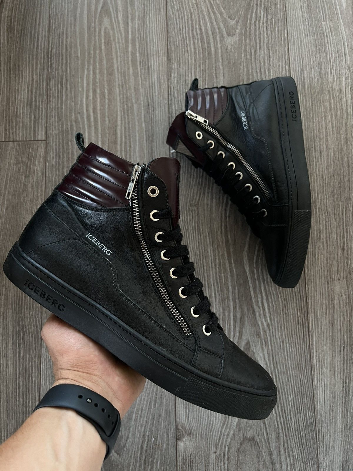Iceberg RRP:450€‼️Luxury Iceberg Double Zip Leather Metal Logo Boot Size US 9 / EU 42 - 4 Thumbnail