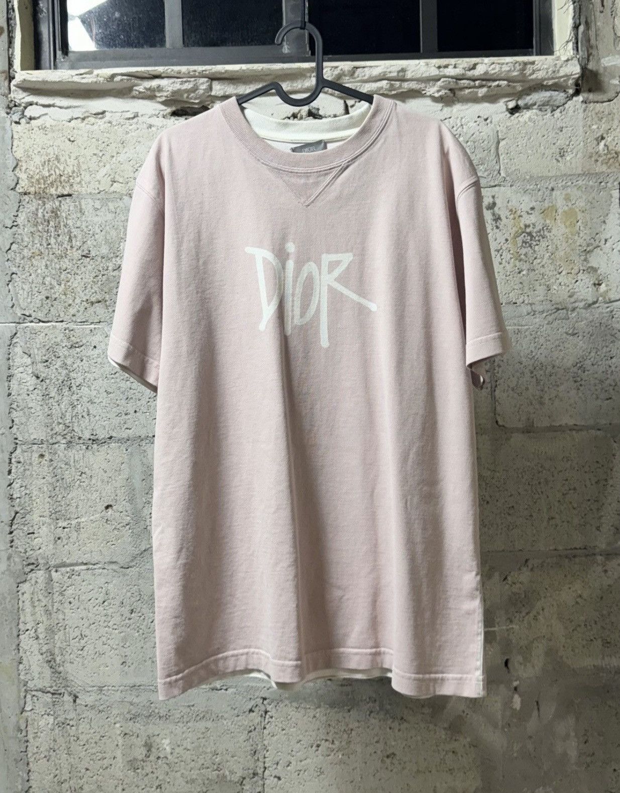 Dior DIOR Stussy Logo T Shirt Pink | Grailed