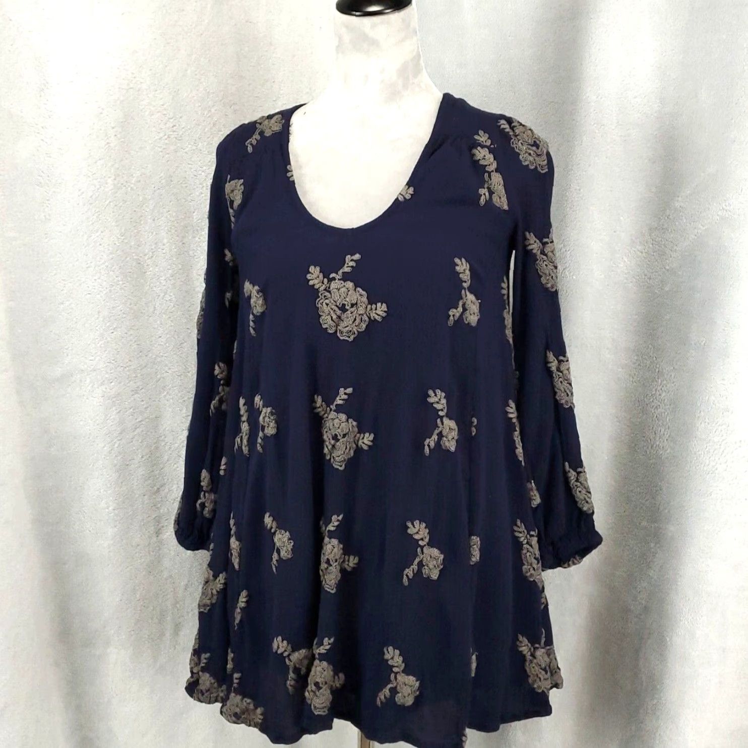 Free People Free People Top Blouse Womens S Long Sleeve Floral Embroidered Tunic Boho Lined Open Back Vintage No Size S / US 4 / IT 40 - 7 Thumbnail