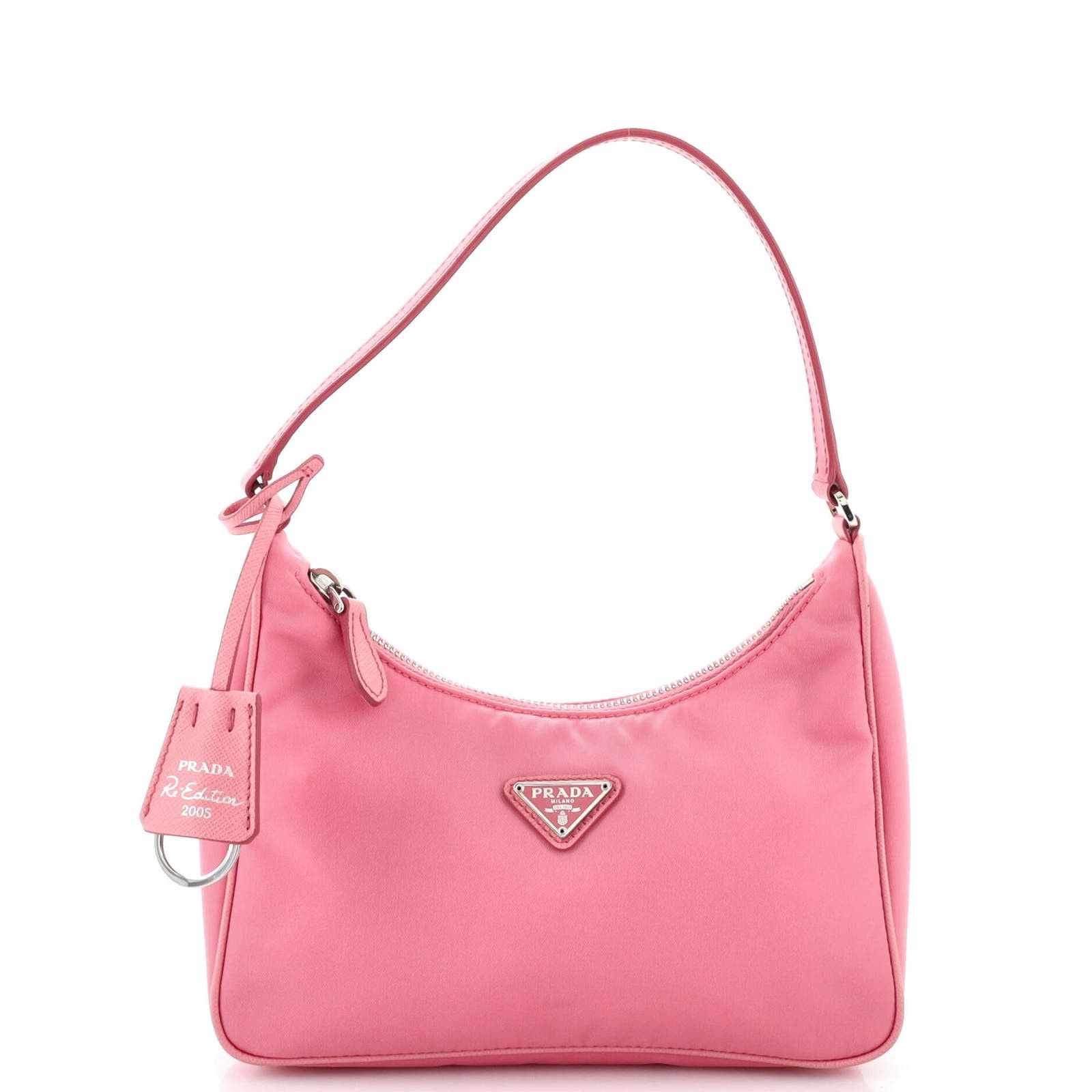 image of Prada Re-Edition 2005 Hobo Tessuto With Saffiano Leather Mini in Pink, Women's