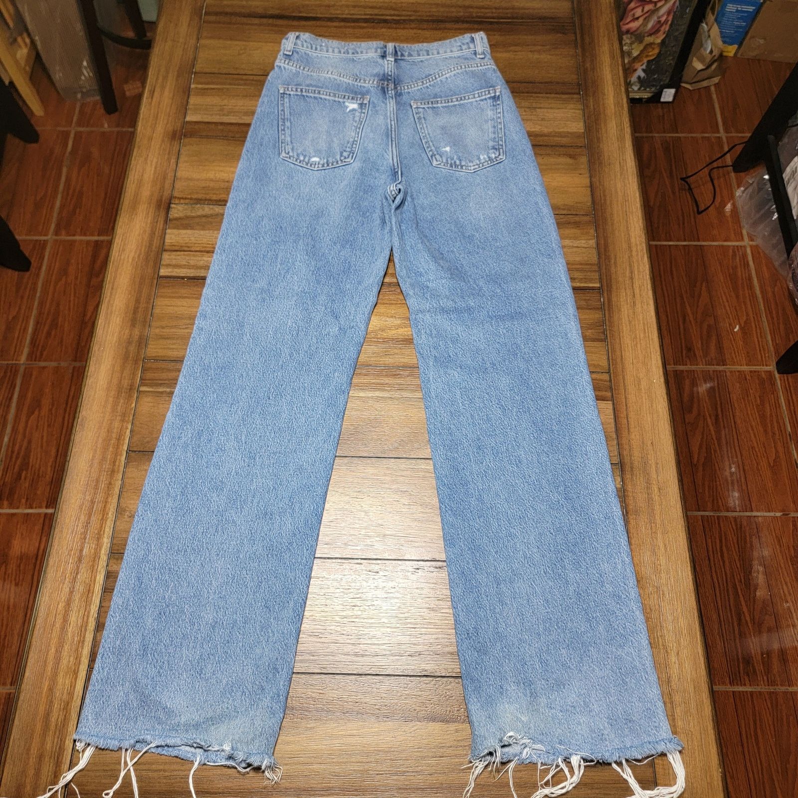 Zara Zara 90's Full Length Straight Denim Jeans w/ Raw Hem - 6 Size 28" / US 6 / IT 42 - 3 Thumbnail