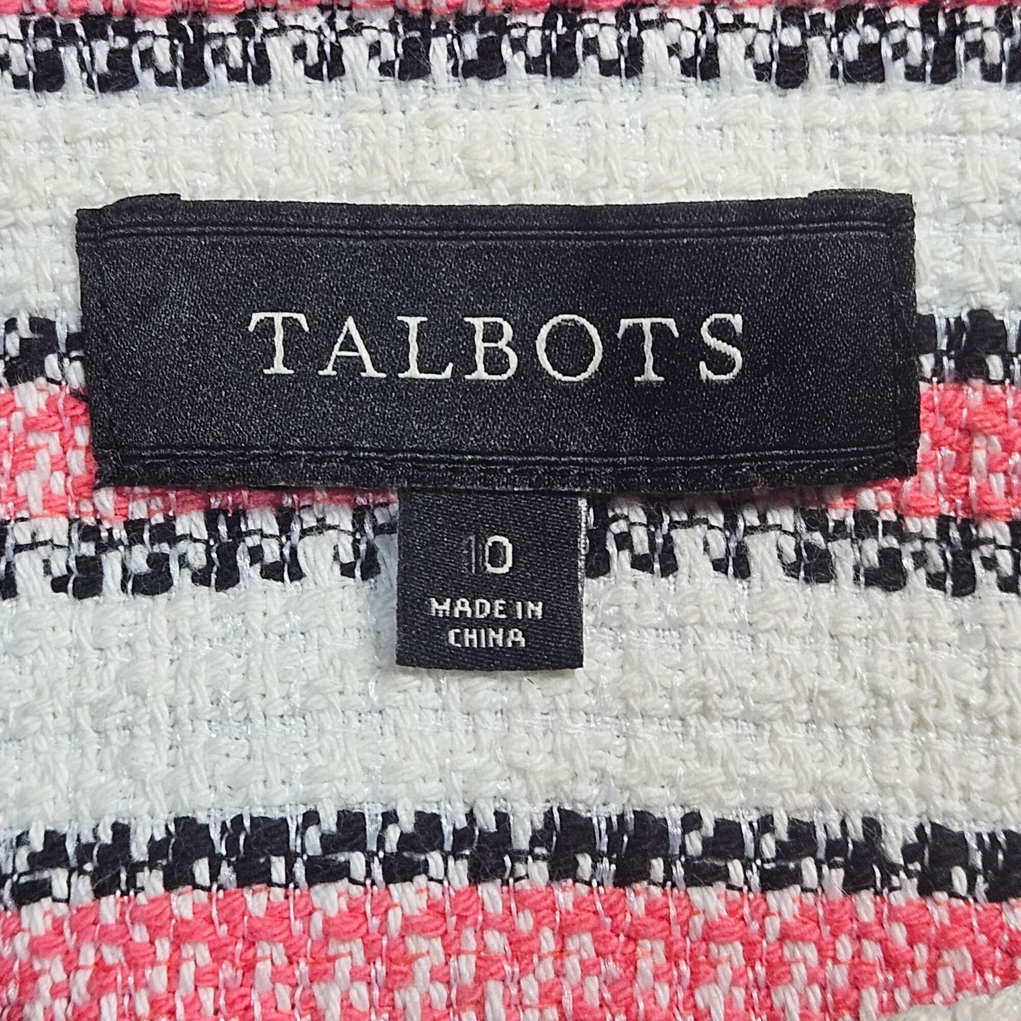 Talbots Talbots Women’s Tweed Jacket Pink/Black/White 10 Coquette Va Size L / US 10 / IT 46 - 3 Thumbnail