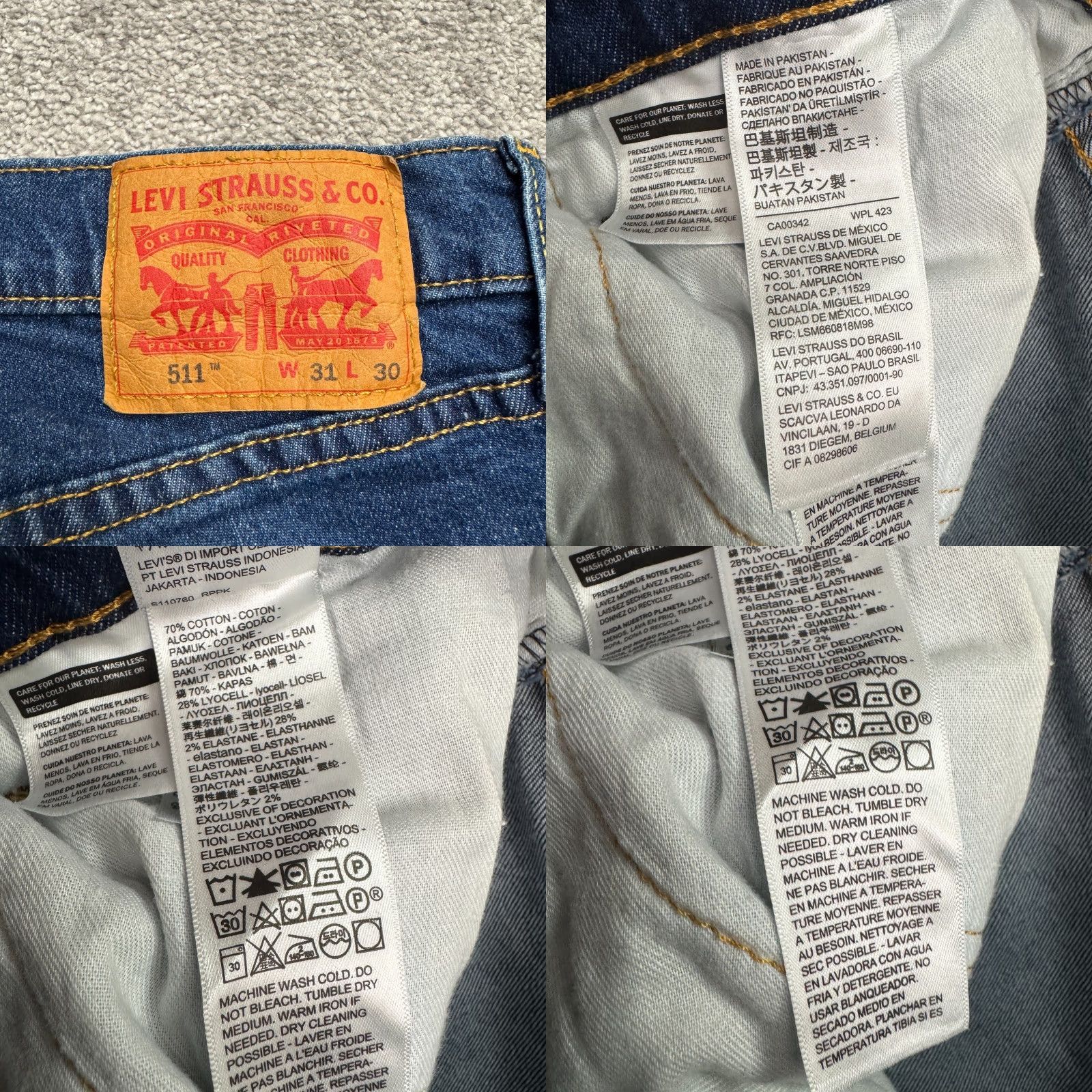 Levi's VINTAGE Levi's 511 Slim Fit Denim Jeans Mens 31x30 Blue Medium Wash Stretch Casual Streetwear Size US 31 - 8 Thumbnail