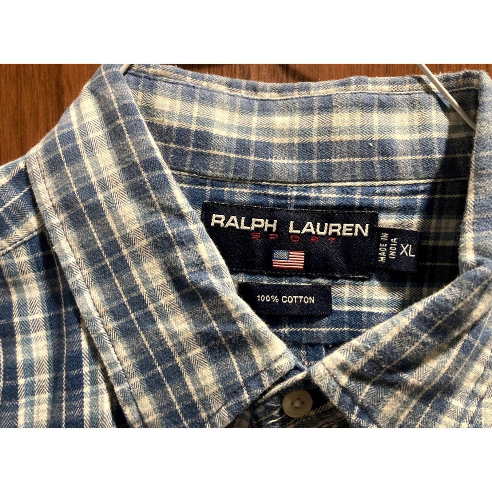 Ralph Lauren VINTAGE Ralph Lauren Polo Sport Shirt Plaid Flannel Blue Blue XL Men Button-Up Long Sleeve Sports - Size US XL / EU 56 / 4 - 2 Thumbnail