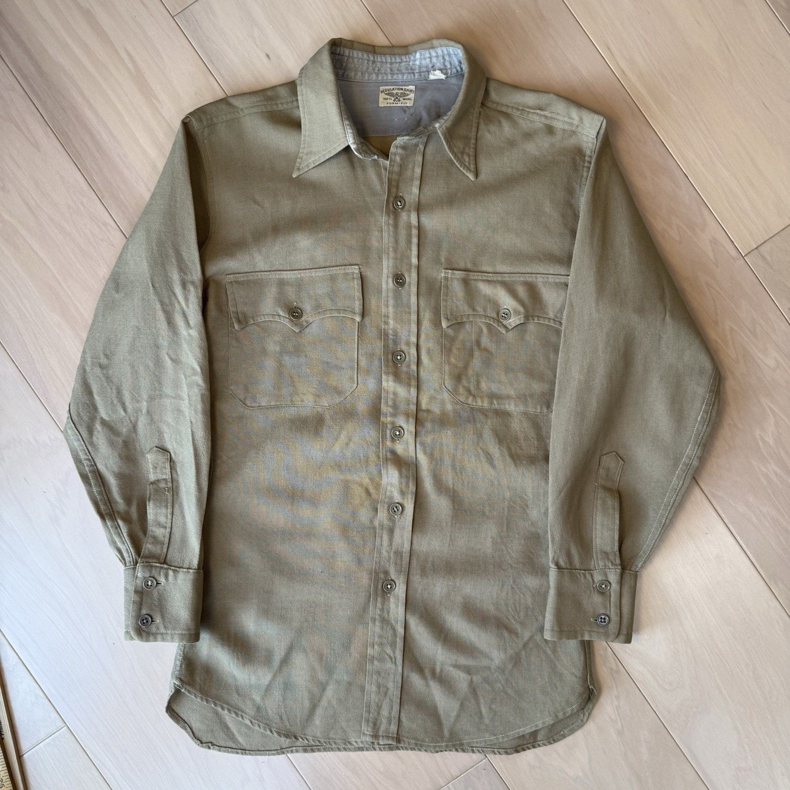 Vintage Vintage Regulation Military Wool Shirt M Khaki 60s Button Up Size US M / EU 48-50 / 2 - 2 Thumbnail
