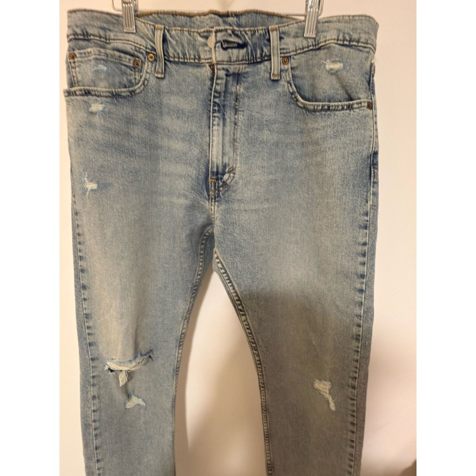 Levi's Levi's Light Blue Slim Straight Ripped Jeans Size US 36 / EU 52 - 12 Thumbnail