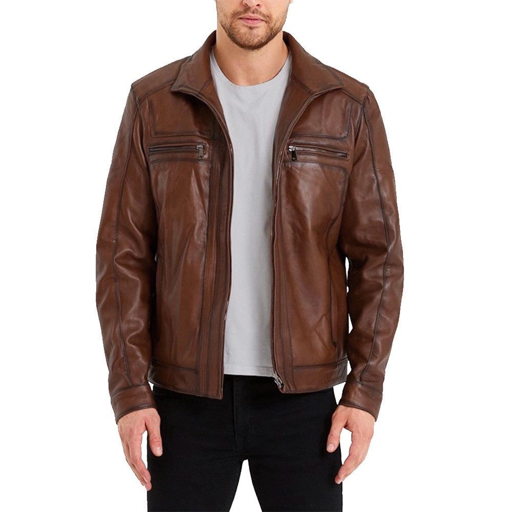 Other Mens Waxed Bomber Brown Leather Jacket Size US XXL / EU 58 / 5 - 1 Thumbnail