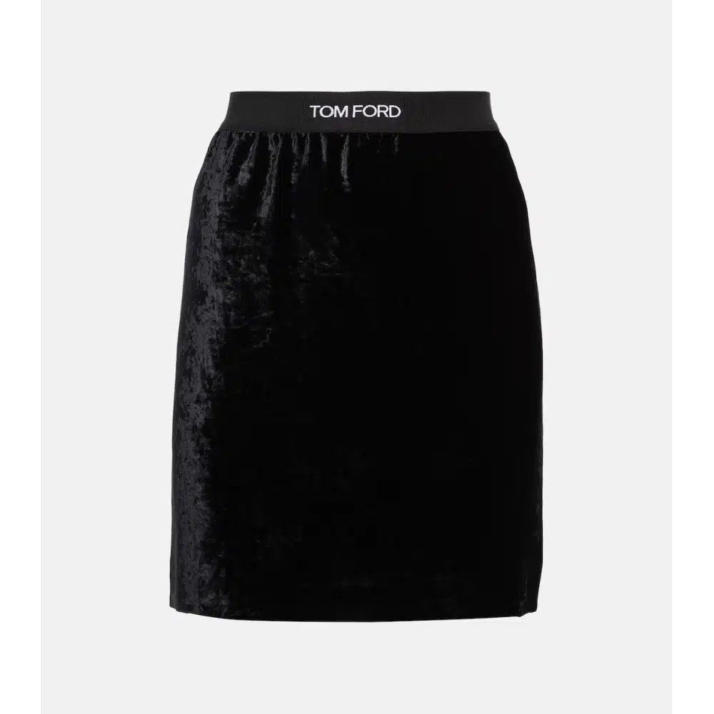 Tom Ford o1loc1c1224 GC5647 Velvet Mini Skirt in Black Size 26" / US 2 / IT 38 - 1 Thumbnail