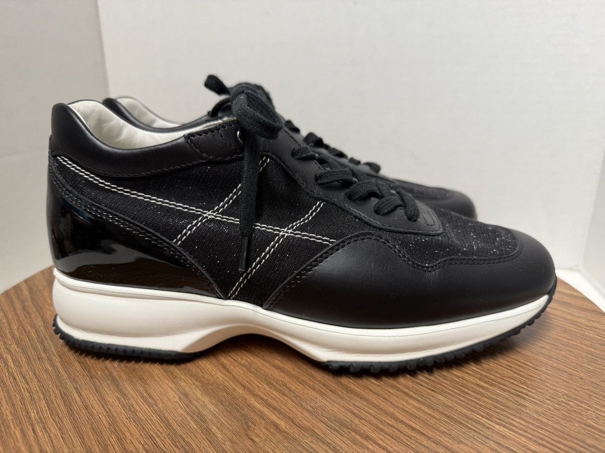 Hogan Hogan Women Perforated Black/White Metallic Leather Sneakers Size US 9 / IT 39 - 6 Thumbnail