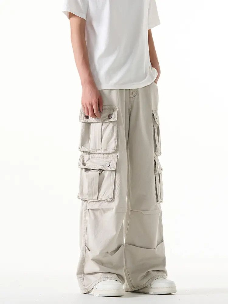White Cargo Baggy Denim Jeans
