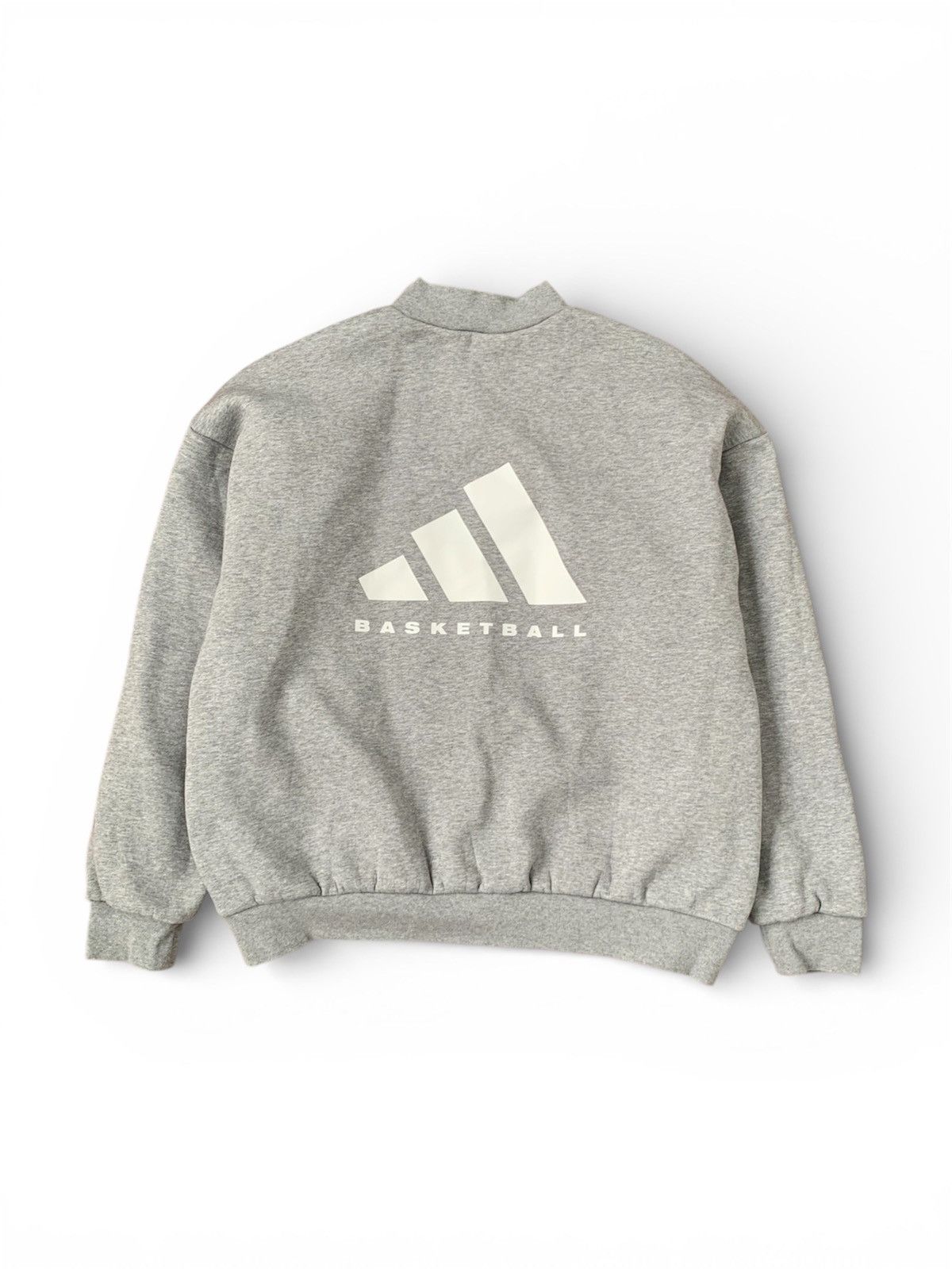 Adidas 🧿 basketball high neck cotton lined melange grey Size US M / EU 48-50 / 2 - 2 Thumbnail