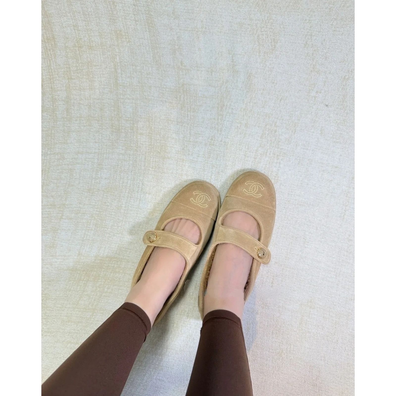 Chanel Shearling Fur Mary Jane Moccasin Ballet Loafer Flat 40.5 Size US 10.5 / IT 40.5 - 8 Thumbnail