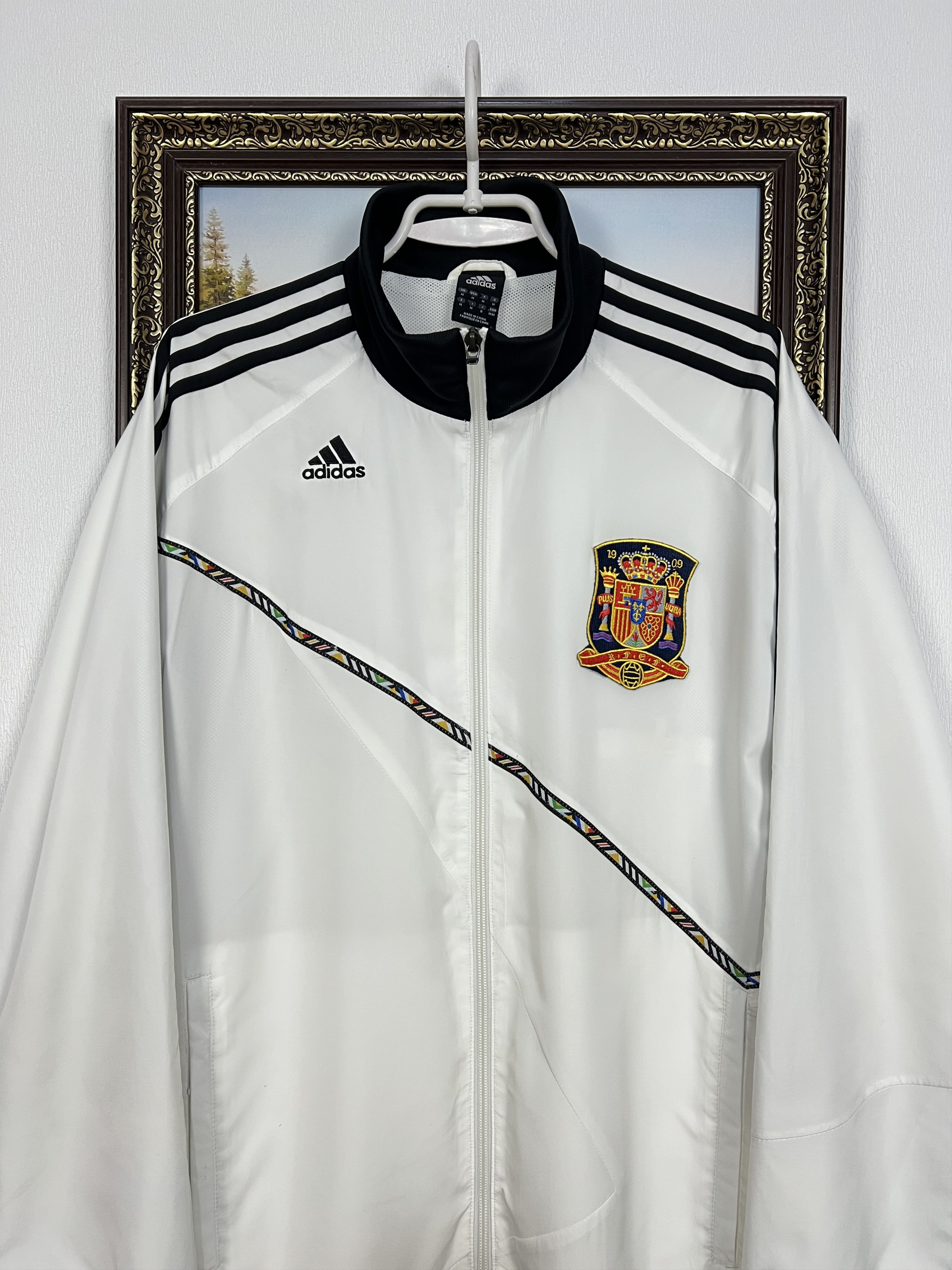Adidas Vintage Adidas Spain White Football Jacket Soccer Track Top Size US M / EU 48-50 / 2 - 2 Thumbnail