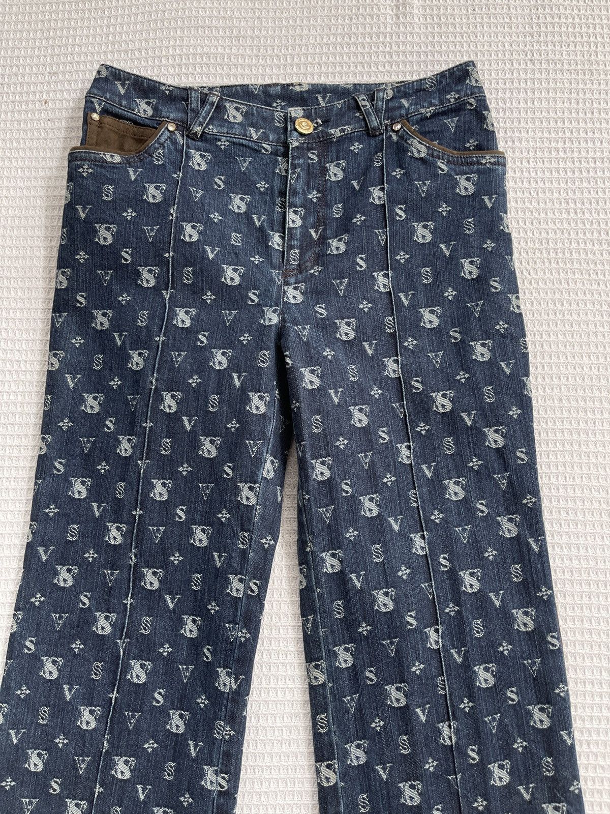 If Six Was Nine Last Drop🔥Very Rare🔥Designer Japan VALENZA Monogram Jeans Size 28" / US 6 / IT 42 - 5 Thumbnail
